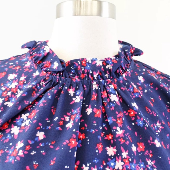 J Crew 3X Floral Blouse with Ruffle Neck - Picture 4 of 4